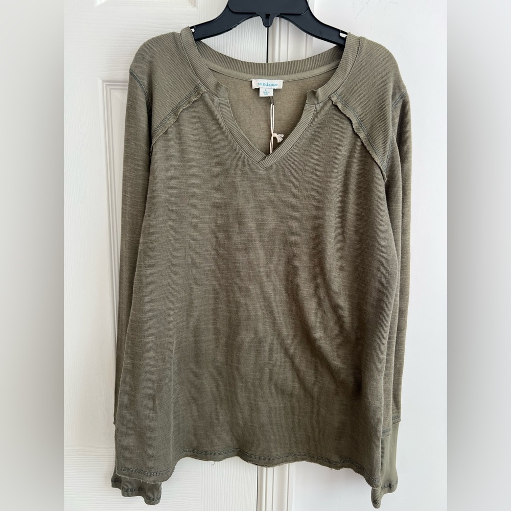 Sundance Olive Green knit top L